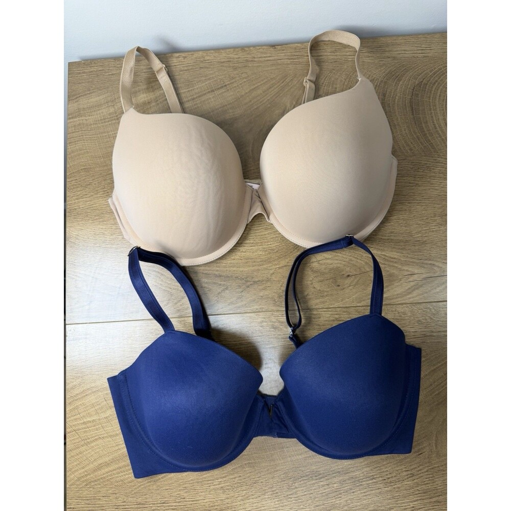 Victoria’s Secret 2 Piece Bra Lot Women’s Size 36DD Blue Beige